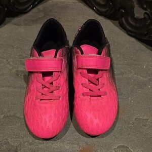 Vibrant Pink And Black Velcro Kids Soccer Cleats Size 13